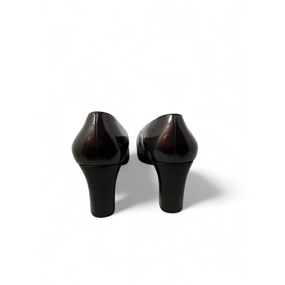 Vintage GUCCI High Heeled Brown Patent Leather LOAFERS, 9B,  Pristine Condition - Picture 5 of 9